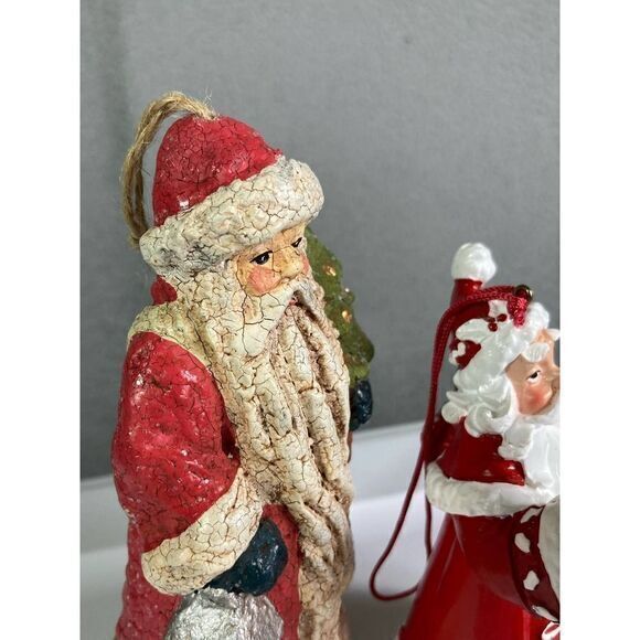 Vintage Late ’80s-Early ’90s Santa Claus Ornament Lot (Set of 2) Crackle Finish - Picture 8 of 10